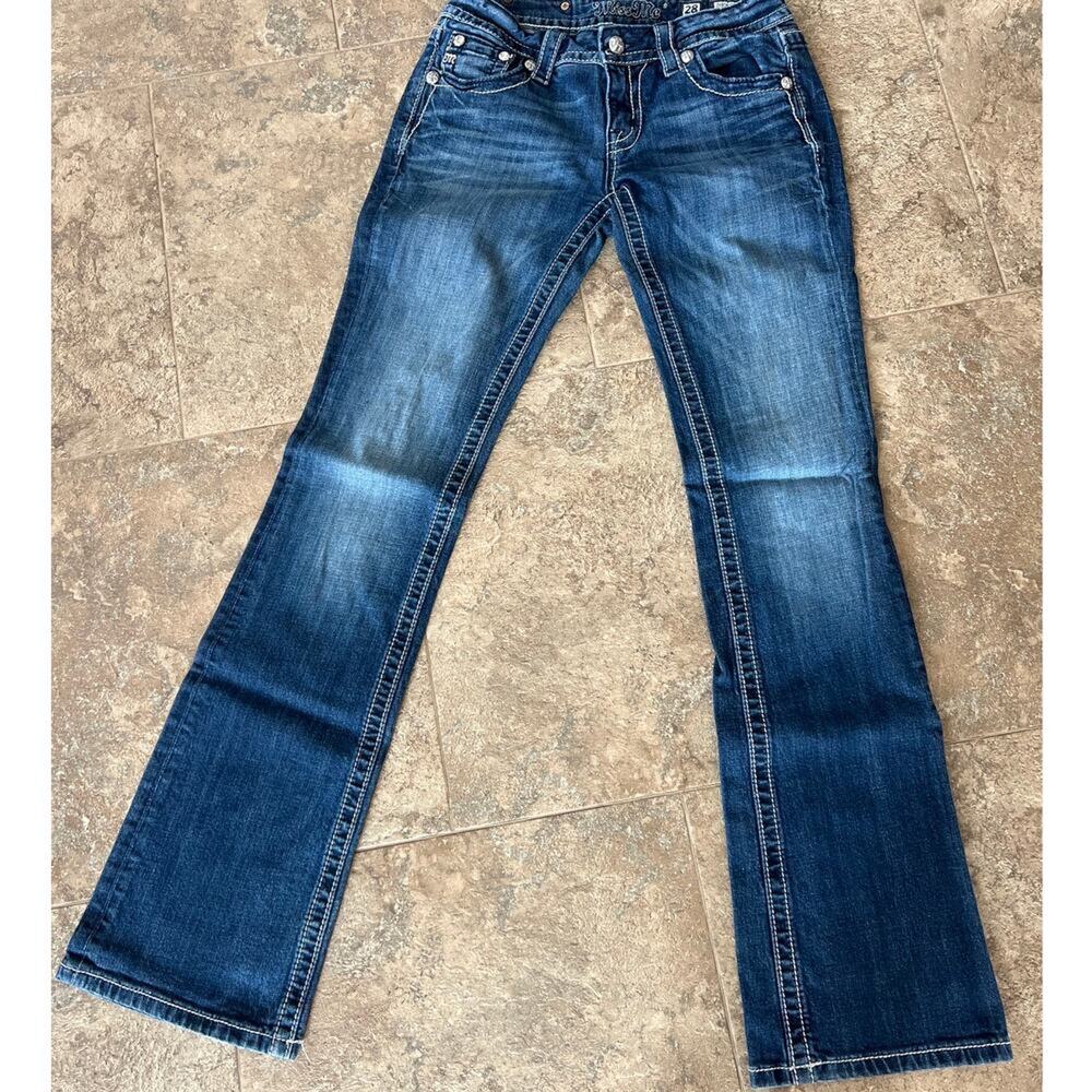 Miss Me Lumina Cross Boot Denim Jeans, Women's size 28